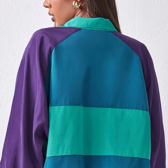 Colour Block Wind Breaker Fall Jacket Sz. Medium - Picture 7 of 8